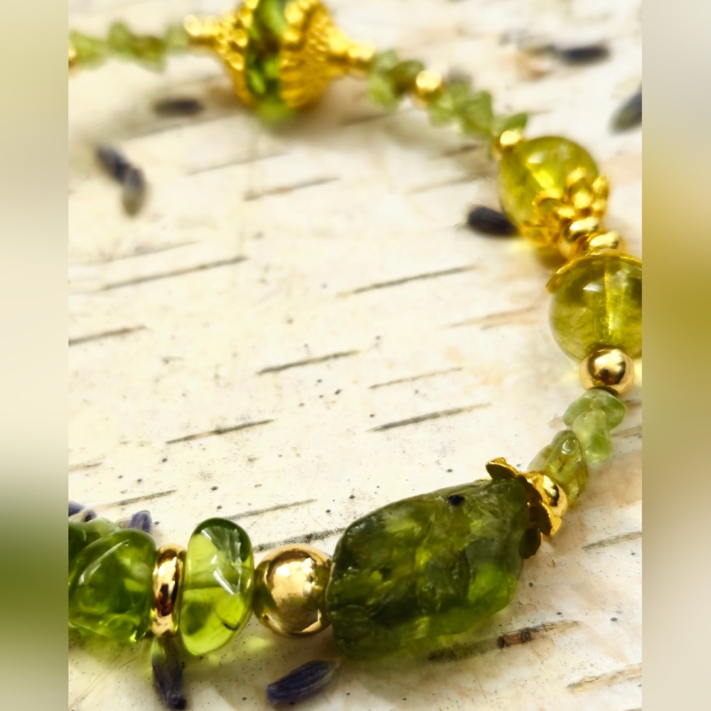 Sweet Arizona Peridot In Dainty Gold Plated Bracelet - Picture 3 of 7